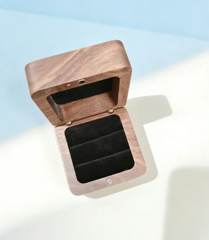 Personalized Engraved Wooden Ring Box Custom Initials Date, Laser Engraved Wooden Jewelry Box for Wedding Engagement Proposal,