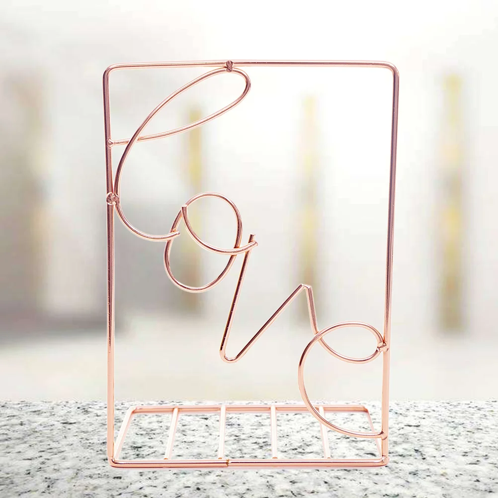 

Creative Rose Gold Iron Art Love Shaped Bookends Nonskid Book Supports for Office Study Room Desktop Decoration