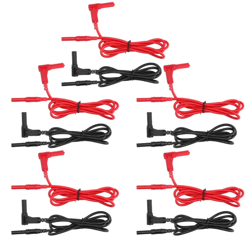 5 Set Banana Plug Test Lead 4mm Right Angle Straight Plugs Male To Male Test Cable For Electronic Repair