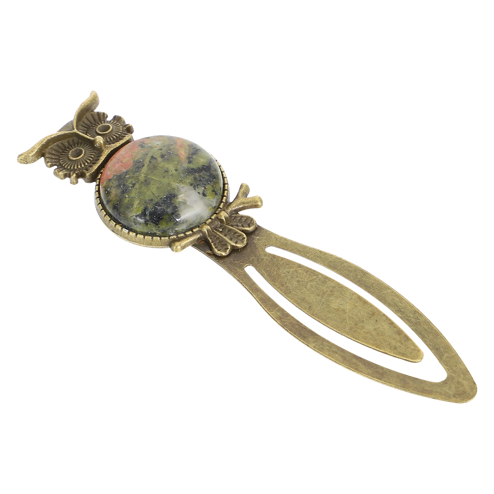 

Books Zinc Alloy Bookmark Student Owl Page Markers Natural Stone Marking Tabs Metal Reading