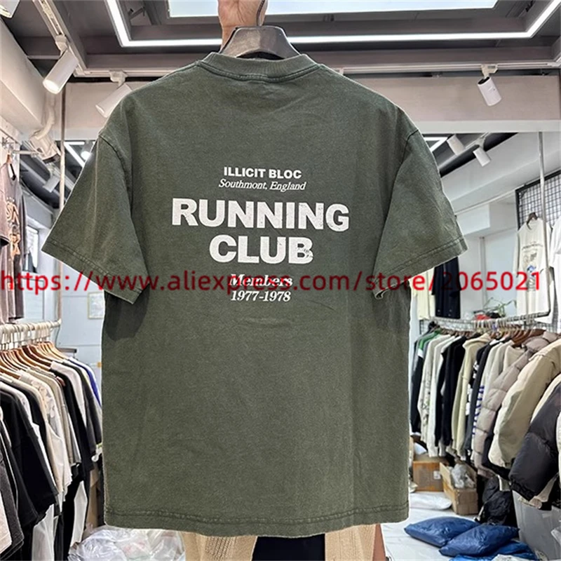 RUNNING CLUB Washed T-Shirt Men Women High Quality Tee Tops T Shirt