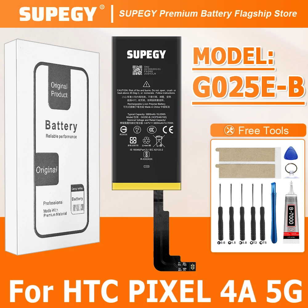 100% New Battery G025E-B For  HTC PIXEL 4A 5G Battery + Free Tools