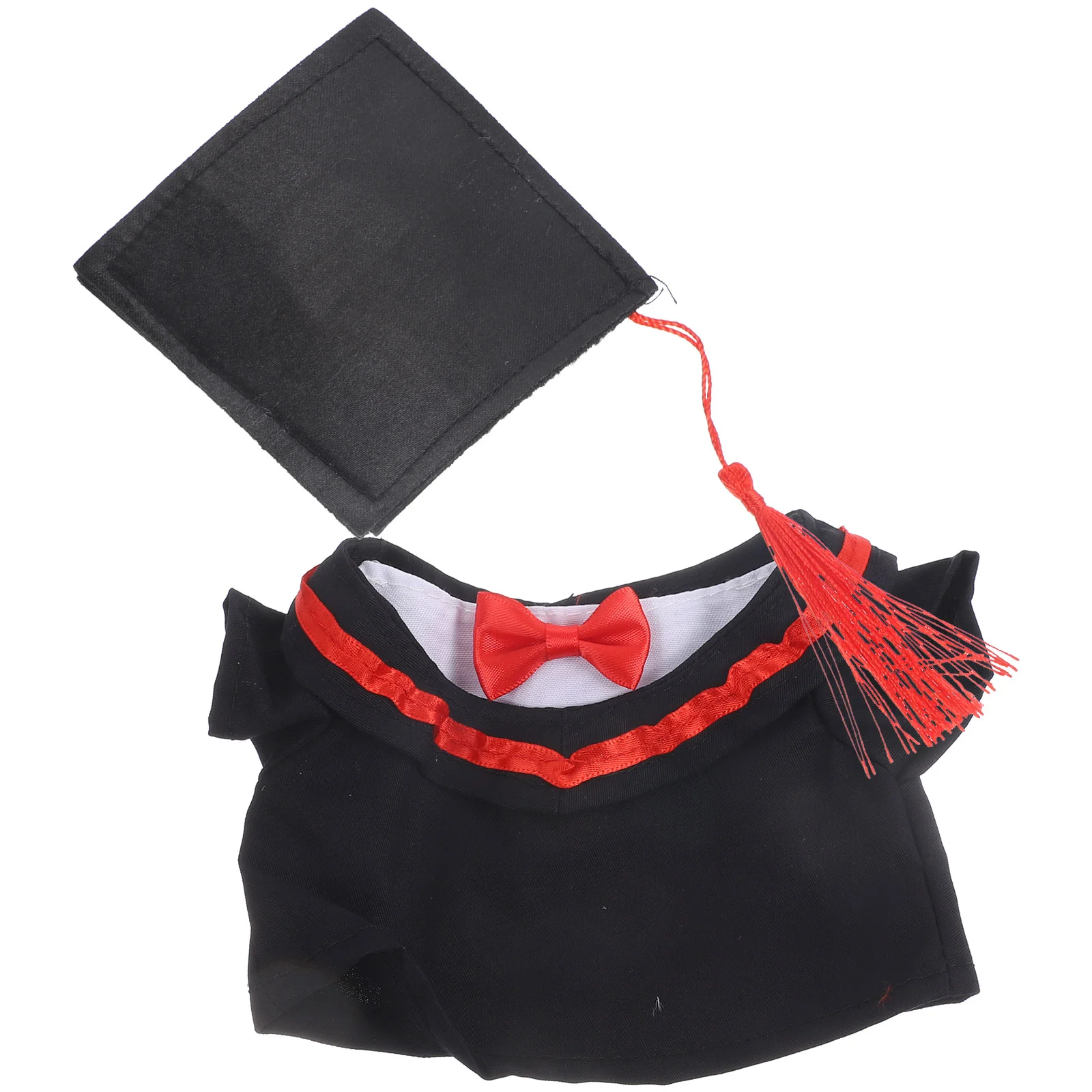 Ensemble de casquettes de robe de remise de diplôme, vêtements en peluche de 30cm, garniture rouge, tenues de remise de diplôme, jouet pour enfants, cadeau, accessoire de jeu réaliste