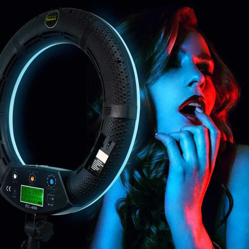 Professional RGB Ring Light 45cm Ring Lamp Kit with Tripod 2700K-9990K Yidoblo FC-480 18inch 96W RGB Video Lights Photo Studio