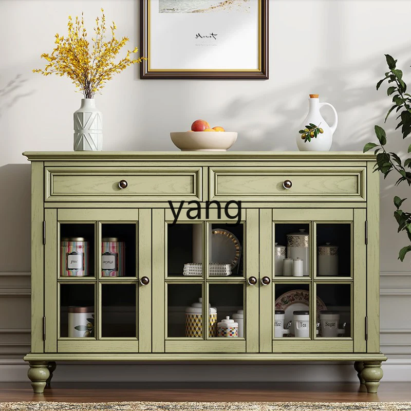 CX solid wood retro old green dining side storage chest