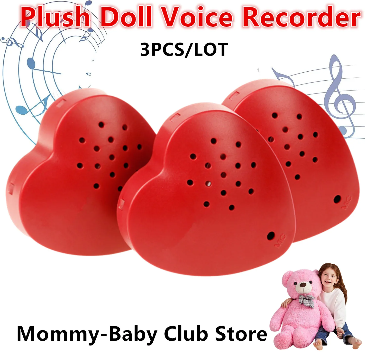 

3 Pcs Reborn Machine Voice Recorder 30s Heart Recording Box for Plush Toys Kids Stuffed Doll Accessories Holiday DIY Gifts