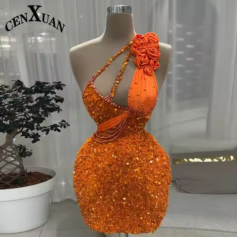 CENXUAN Luxury Graduation Dresses Saudi Arabia Sequin One Shoulder Vestidos De Festa Formal Party Gown Plus Size Customized