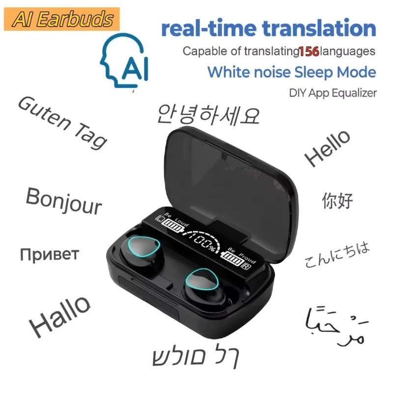 156 Languages AI Translator Earbuds Magic APP Real time Translation Bluetooth Earphones Business Headset Meeting Summary