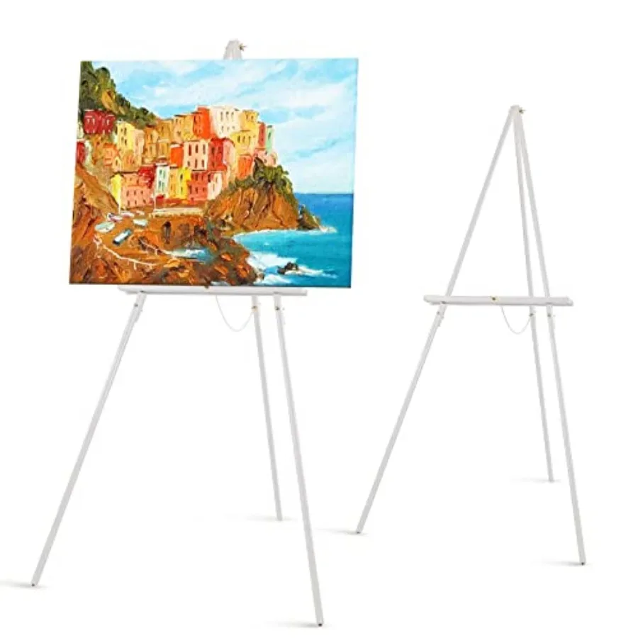 

65" A-Frame Tripod Easel Stand, Wooden Display Easel with Adjustable Canvas Holder, Floor Easel for Wedding Signs, Posters, Pai