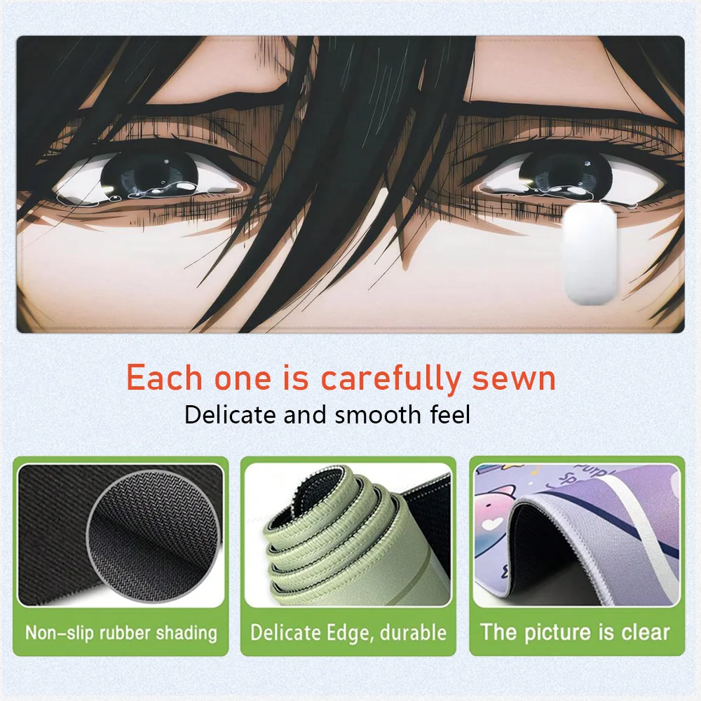 애니메이션 아트 마우스 패드 대형 게임용 마우스패드 사무실 액세서리 노트북 사무실 고무 미끄럼 방지 고무 스티치 엣지 데스크패드