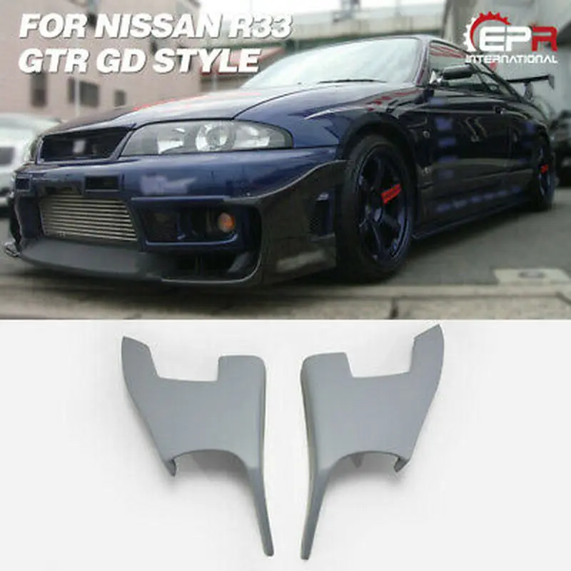 For Nissan R33 Skyline GTR GD Style FRP Fiber Black or Grey Unpainted Front Bumper Canard Car Exterior Body accessories kits