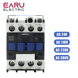 3 Phase 18A NO Coil Voltage LC1 AC Contactor 380V 220V 110V 36V 24V 50/60Hz Din Rail Mounted 3Pole+1NO Normal Open CJX2-1810