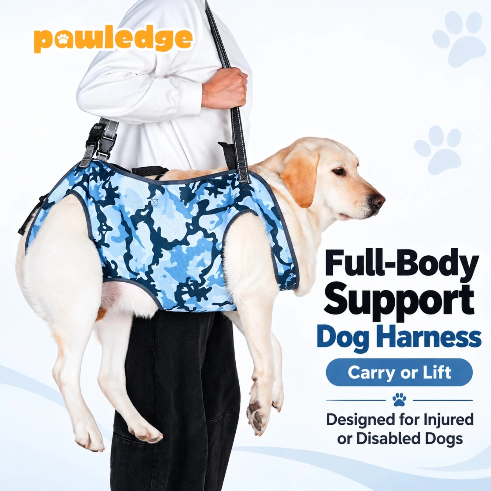 Full Body Dog Lift Harness S-XL, Mobility Support Sling with Reflective Straps, Breathable Mesh and Padded Handle