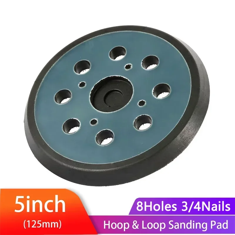 5 Inches 125 MM 8-Hole Back-up Sanding Pad 3/4 Nails Hook and Loop Sander Backing Pad for Electric Orbital Sander Polishing