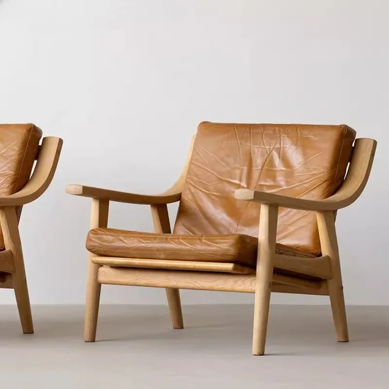 

Creative Solid Wood Leisure Chair Hotel B & B Club Sales Office Reception Negotiation Single Sofa Chair