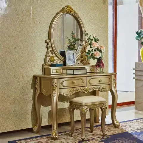 خزانة غرفة النوم الرئيسية الأوروبية، صندوق تخزين مرآة مكياج بسيط وحديث، شقة صغيرة فاخرة، خزانة ذهبية شامبانيا