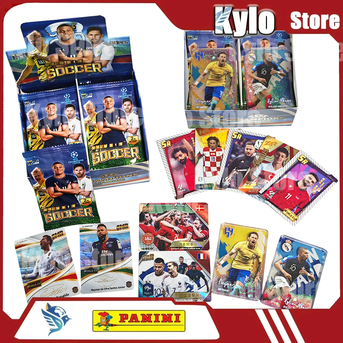

New Ronaldo Mess Mbappe Neymar Cards Soccer Cards Trading Cards Sports Cards LASER Collection Cards Class Wholesale Toy Gift