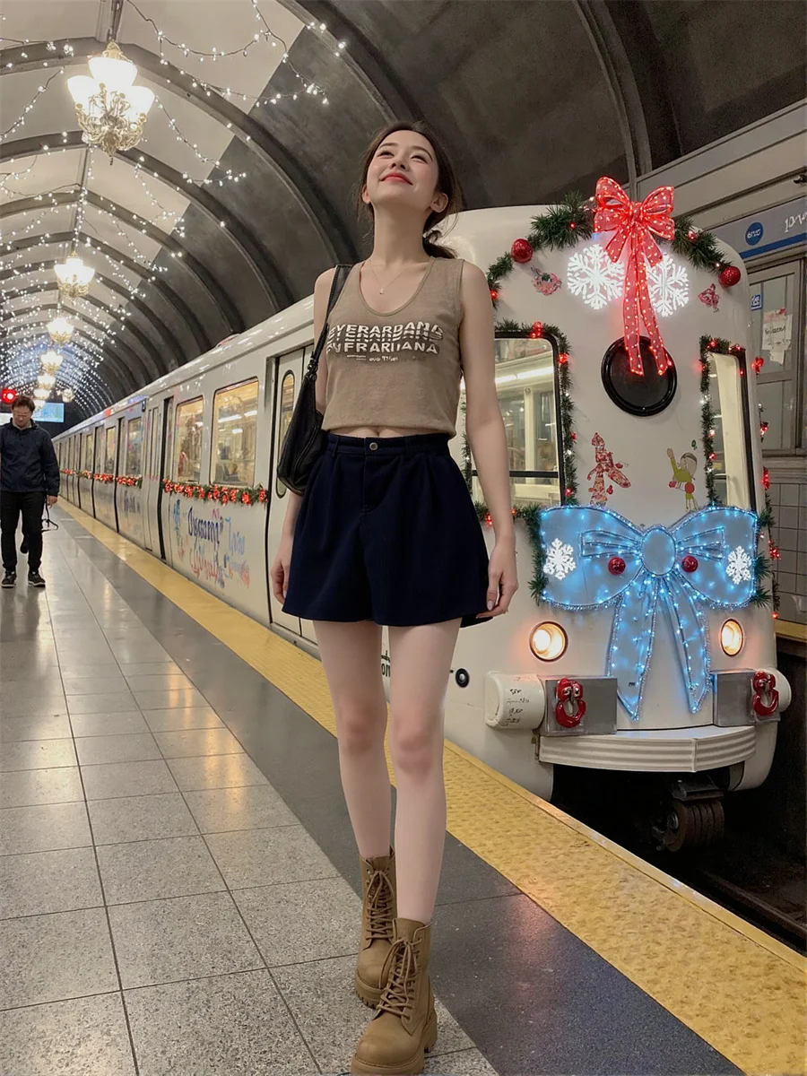 Pantaloncini da donna in velluto a coste abbigliamento da lavoro colorato regolare Ropa pantaloncini da ginnastica affascinanti e maturi animali da pendolarismo bizzarro da ragazza