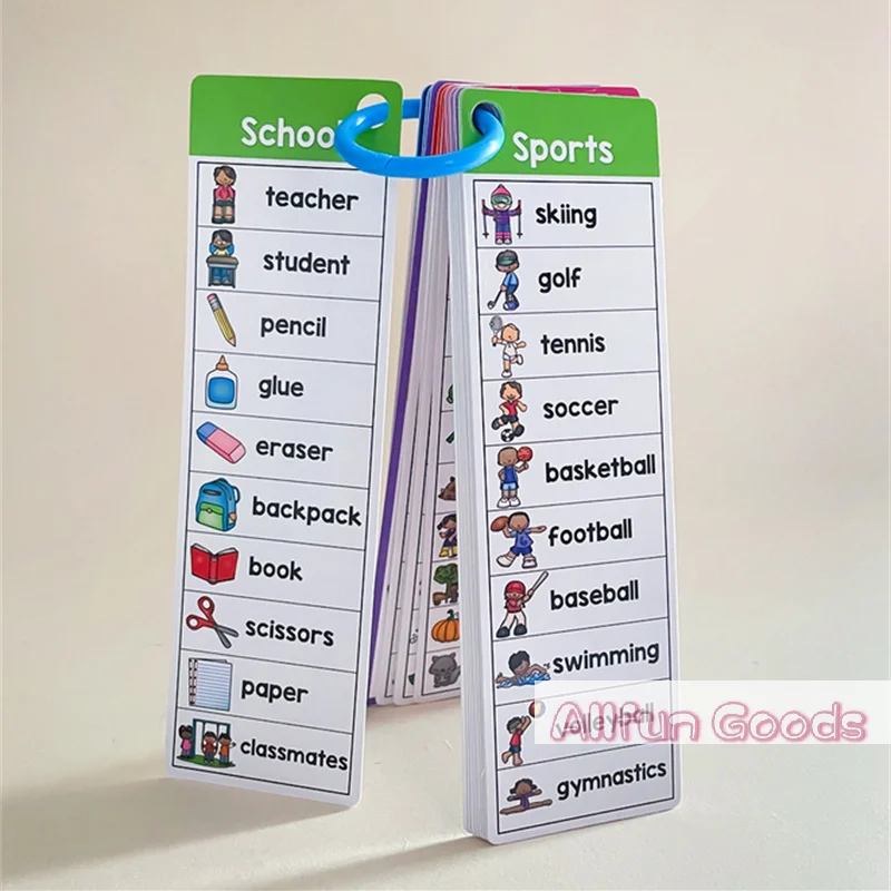 [TG835]Kindergarten Primary School English Vocabulary Season Weather Animal Daily Character Vocabulary Flashcard Teaching Aids