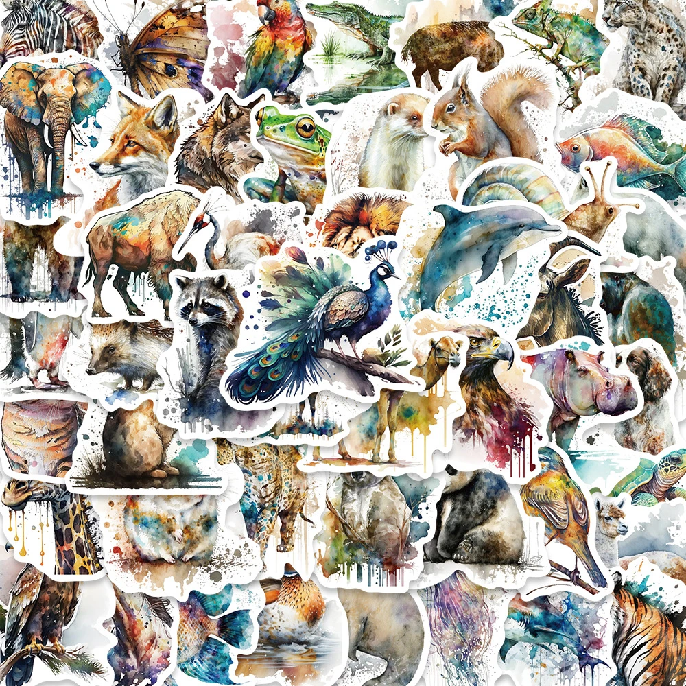 10/30/50 Stück Aquarell-Tieraufkleber, niedlicher Panda, Kaninchen, Cartoon-Graffiti-Aufkleber, DIY, Gepäck, Sammelalbum, wasserfester Aufkleber
