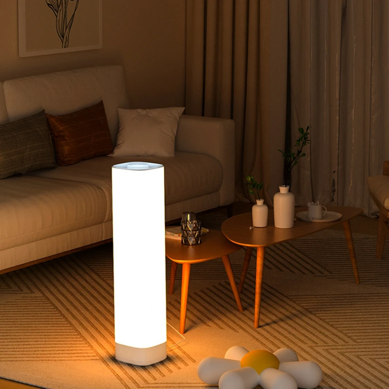 

Minimally decorated floor lamp bedside atmosphere Remote charging next to desk lamp sofa