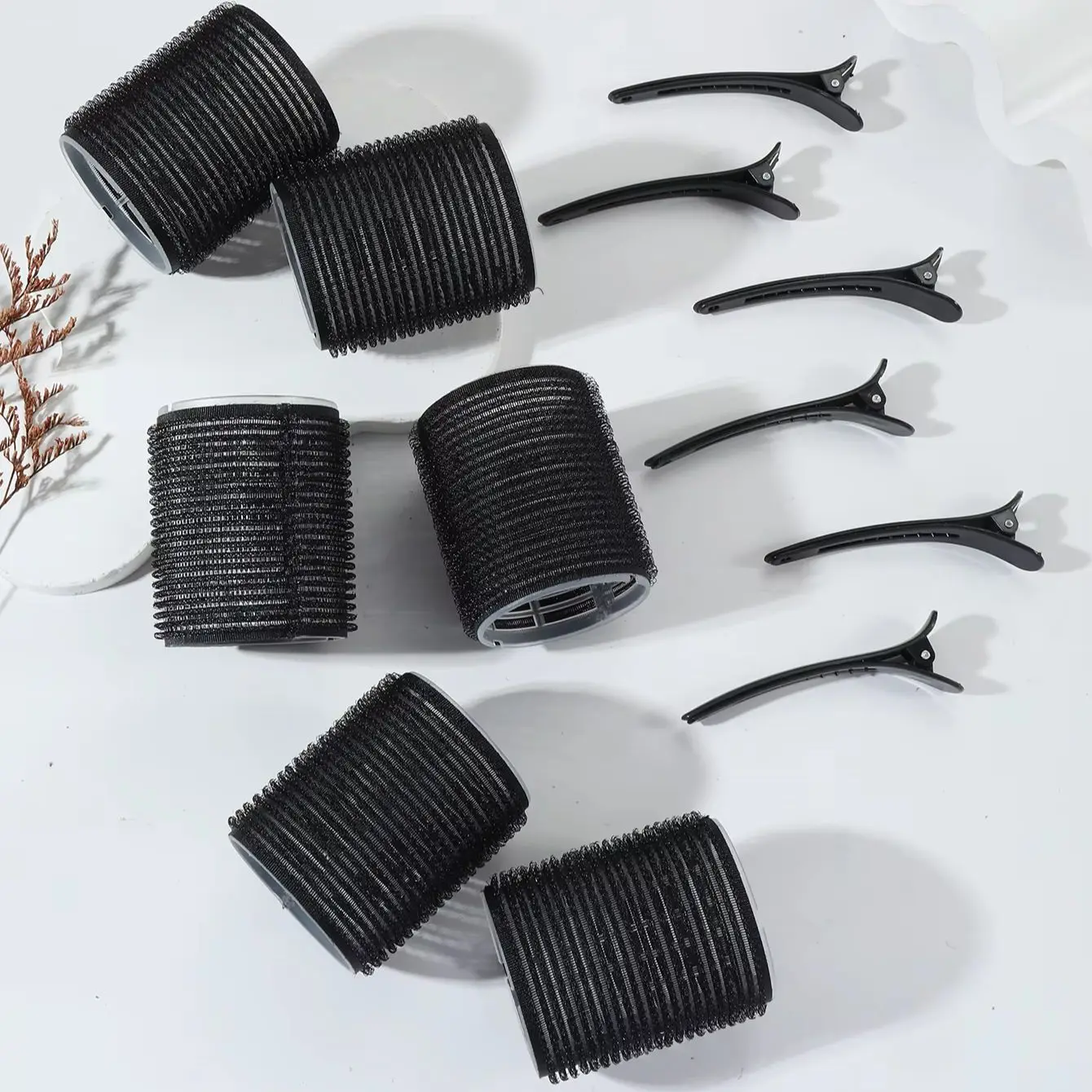 12pcs Curling Tool Set with 6 Non Heat Curlers and 6 Clips, available in multiple sizes Special for real hair wigs