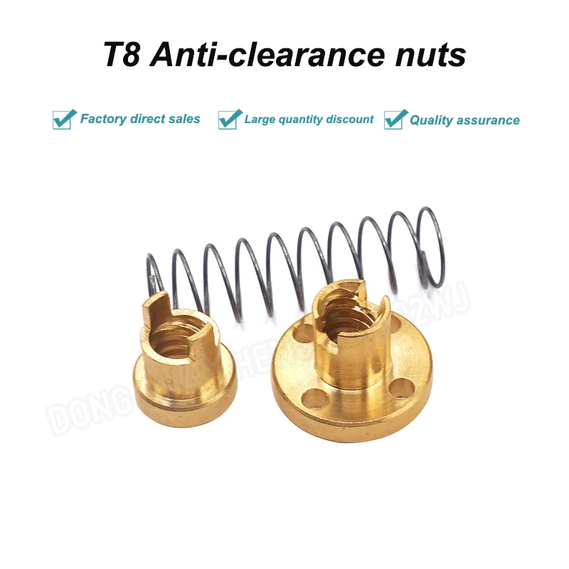 T8 Copper Nut 3D Printer Accessories Nut Ladder Type Stainless Steel Lead Screw Clearance Elimination Elimination Difference