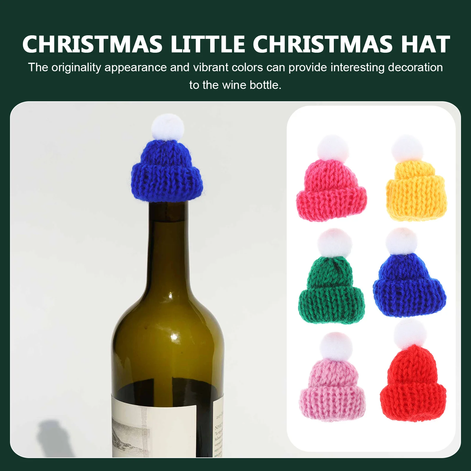 24 pezzi mini cappelli natalizi per maglieria filato di lana morbida piccoli tappi lavorati a maglia per ornamenti artigianali fai da te decorazione dell'albero di Natale bottiglia di vino