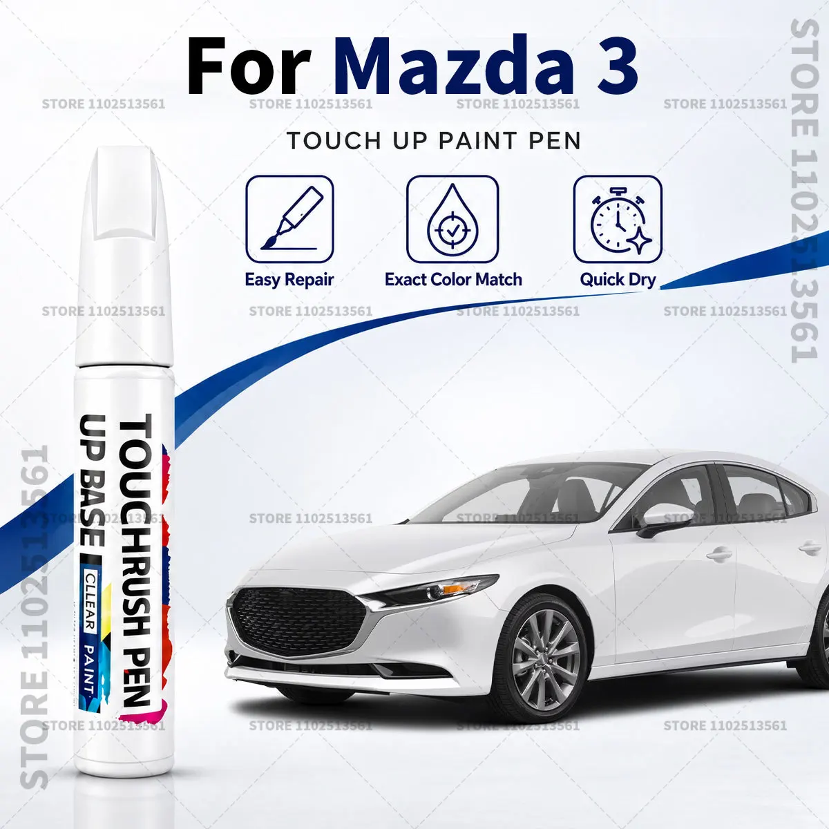 For Mazda 3 White Black Car Paint Touch Up Pen Scratch Repair Remover Auto Body Repair Marker Waterproof Car Paint Repair Tool