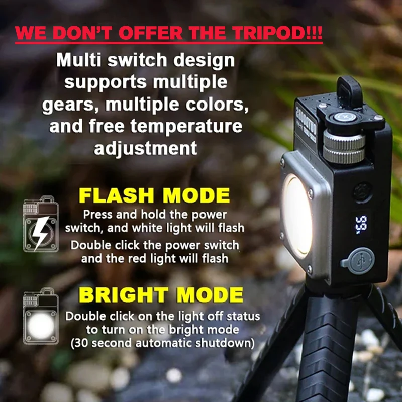 New Powerful EDC Keychain Camping Light 3000mAh Multifunction Rechargeable Flashlight 120LM-3500LM Portable Outdoor Camping Lamp