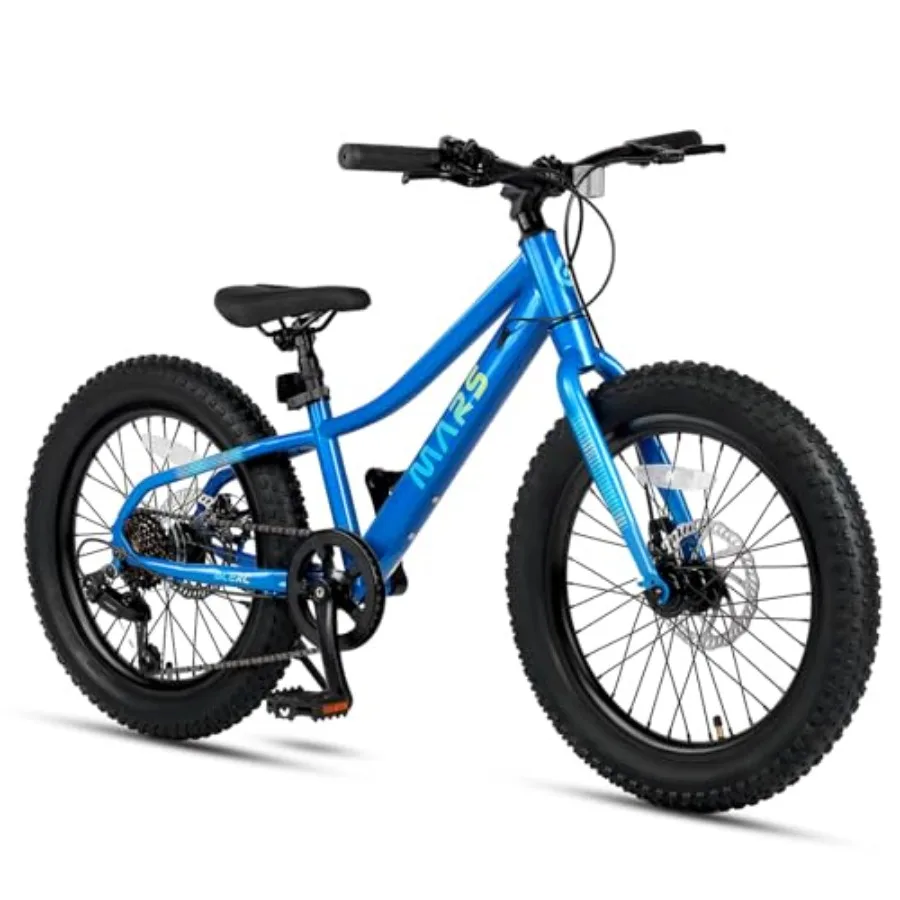 

Велосипед Mars Mountain Bike 20/24 дюйма с широкими шинами для подростков 6-14 лет, с широкими шинами 2,8 дюйма и 6-скоростной трансмиссией