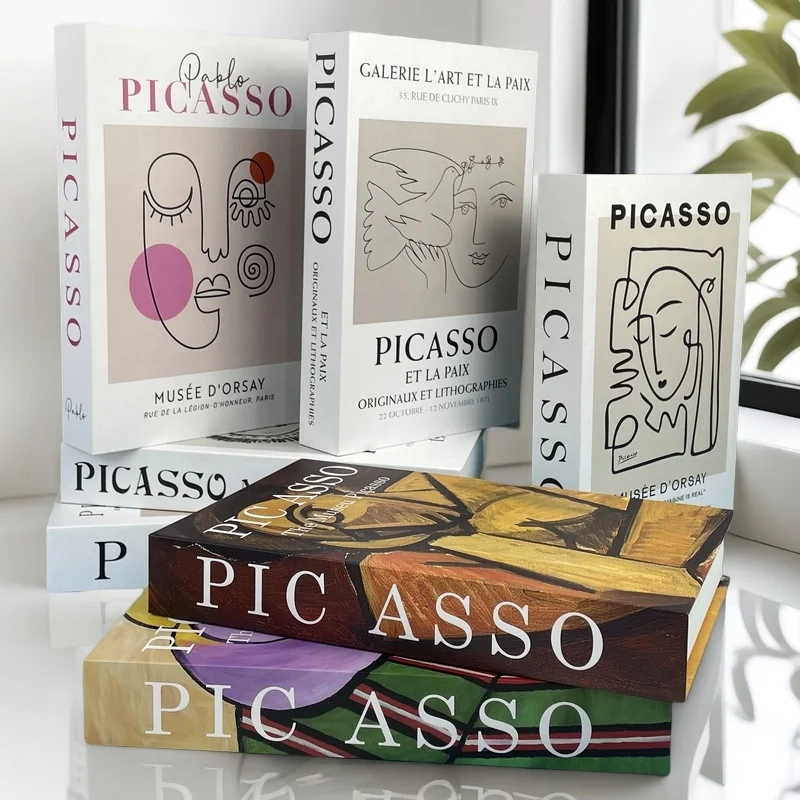 

Bauhaus Geometric Color Block Fake Book Storage Box Luxury Decorative Books Abstract Coffee Table Bedroom Decoration Home Decor