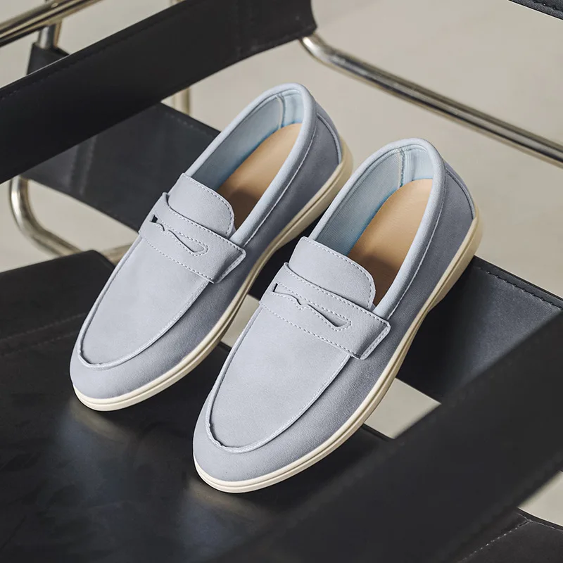 Men Suede Penny Loafers Slip on Flat Casual Shoes for Men Lightweight Comfort Daily Walking Business Dress Footwear Male Sneaker