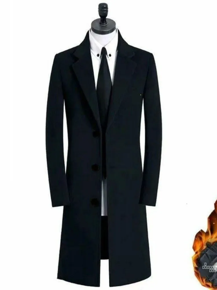

Элегантное мужское шерстяное пальто приталенного кроя, удлиненная ветровка с хлопковой подкладкой, стильная верхняя одежда для мужчин среднего возраста
