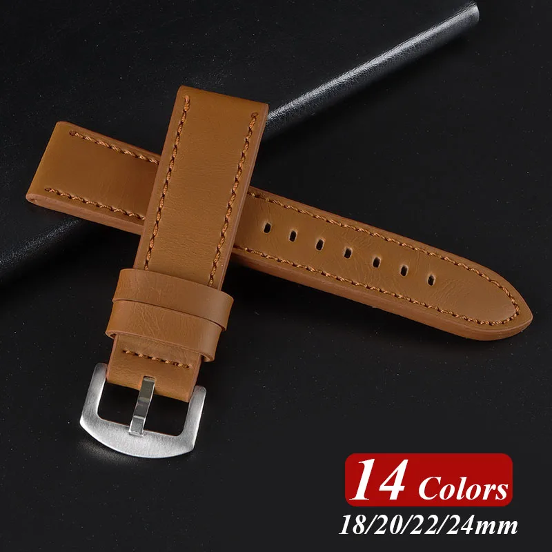 الجلود أشرطة ساعات يد 18 مللي متر 20 مللي متر 22 مللي متر 24 مللي متر الأشرطة النساء الرجال حزام الساعات ساعة اكسسوارات البني الأسود الأزرق حزام استبدال حزام