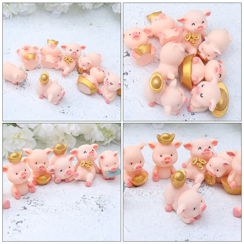 16Pcs Resin Pig Garden Ornaments for Fairy Garden Decor Micro Landscape Decoration Mini Bonsai Flowerpot Home Decor Resin Art
