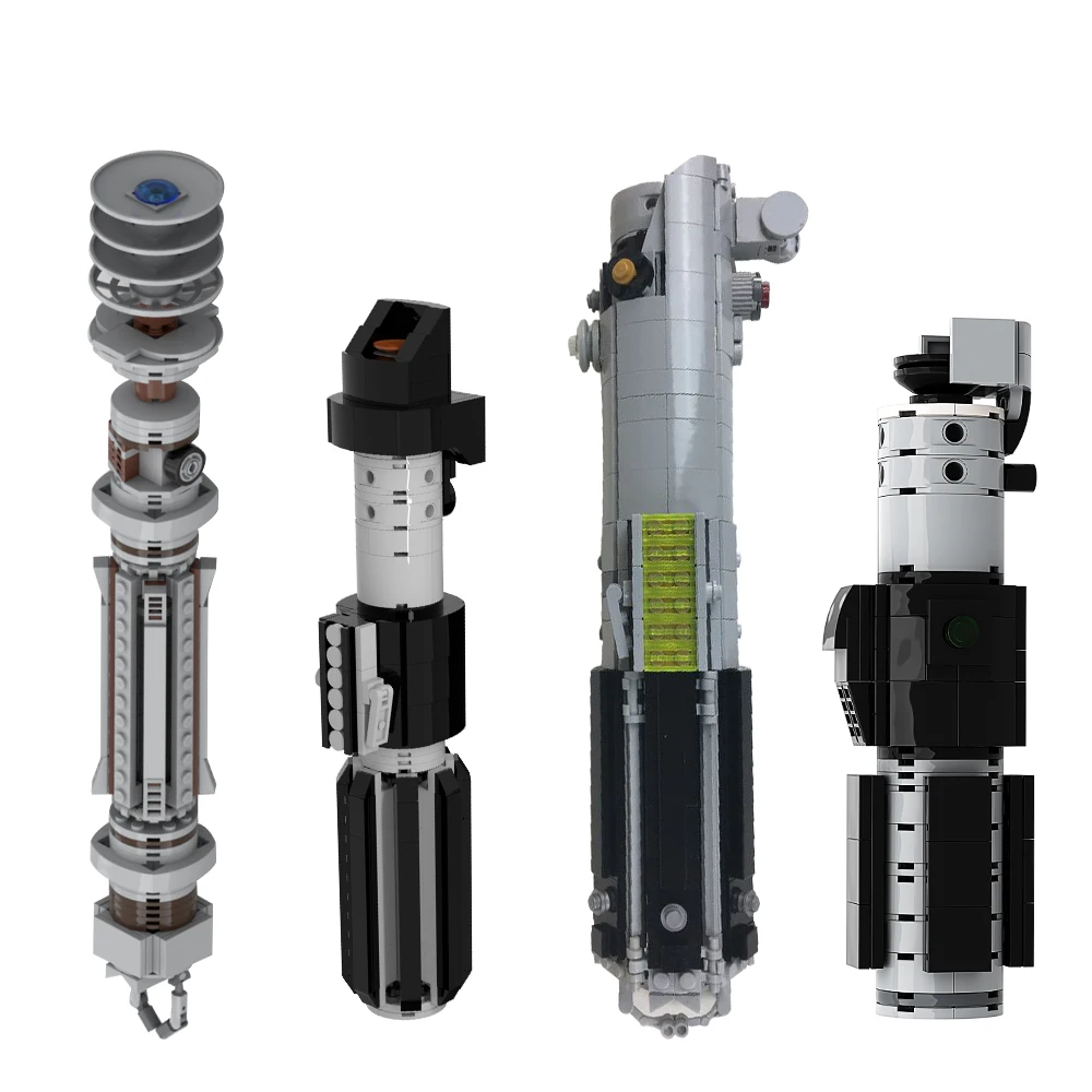 Armas de combate MOC, película de guerras espaciales, figuras de sable de luz, cubiertos con empuñadura, modelo de bloques de construcción, juguetes para niños, regalo de Navidad