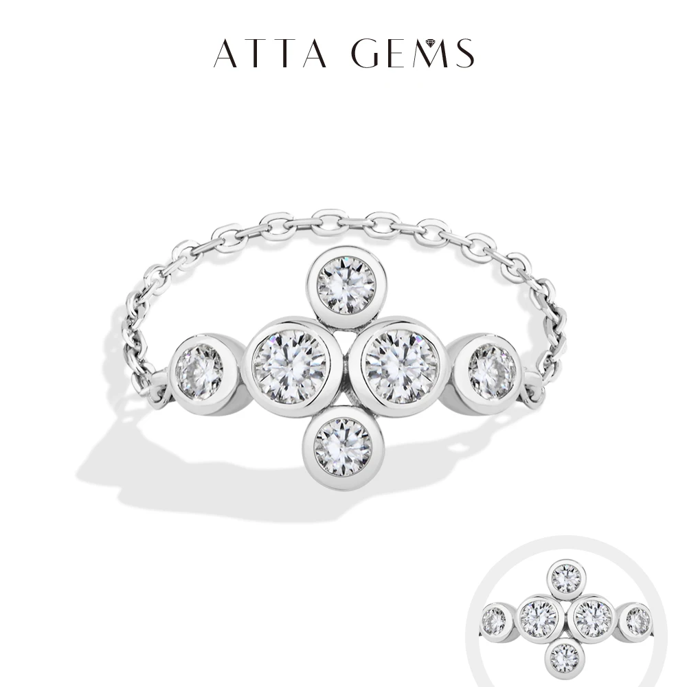 

ATTAGEMS новые модные кольца-цепочки с муассанитом DVVS1 стерлингового серебра 925 пробы геометрическое кольцо для женщин юбилейная распродажа ювелирных изделий подарок