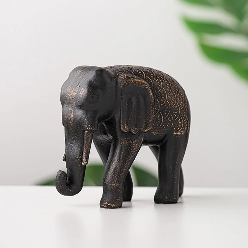

Resin Elephant Decor Vintage Home Office Desk Statue Craft Room Decoration Animal Ornament for Table Bookshelf