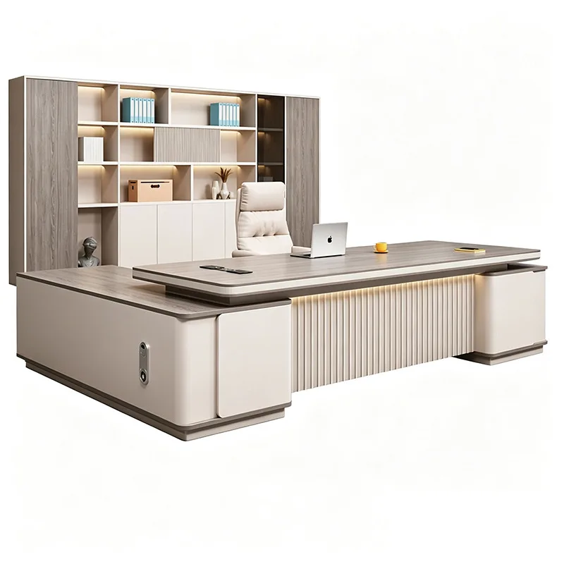 Home Executive Office Modern Lacquer Boss Desk High-End Luxury CEO Manager Supervisor Table Sturdy Spacious Office Furniture