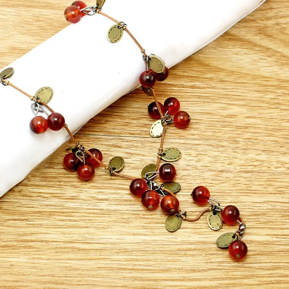 Choker Trendy Fashion Accessories Jewelry Korean Long Sweater Chain Red Cherries Women Necklace Beautiful