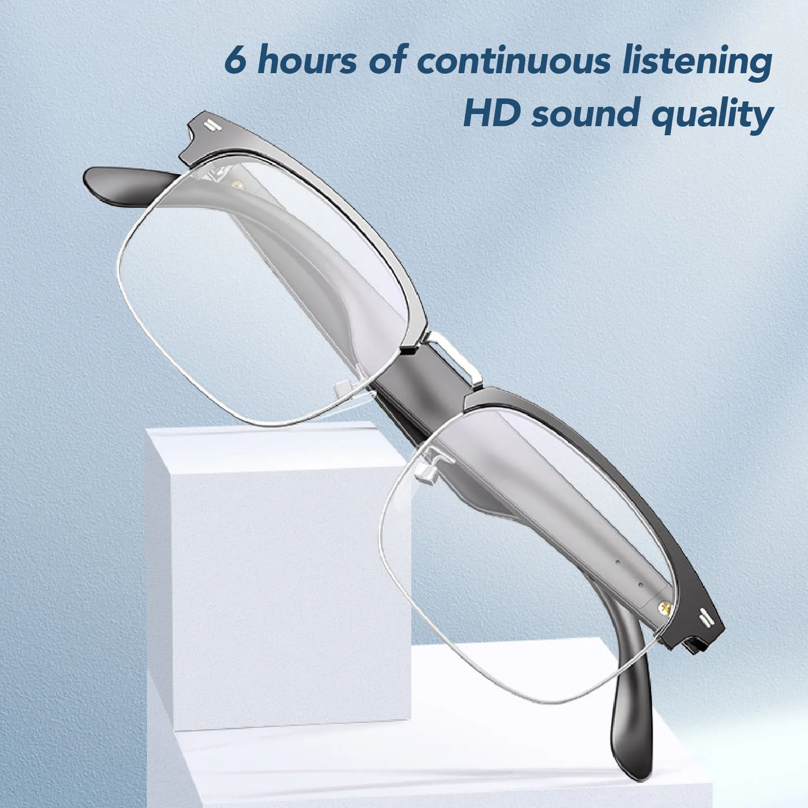 AI Translator Glasses Smart Music Glasses Multifunctional Metal ABS Efficient Anti Blue Lens Lightweight Accurate for Business