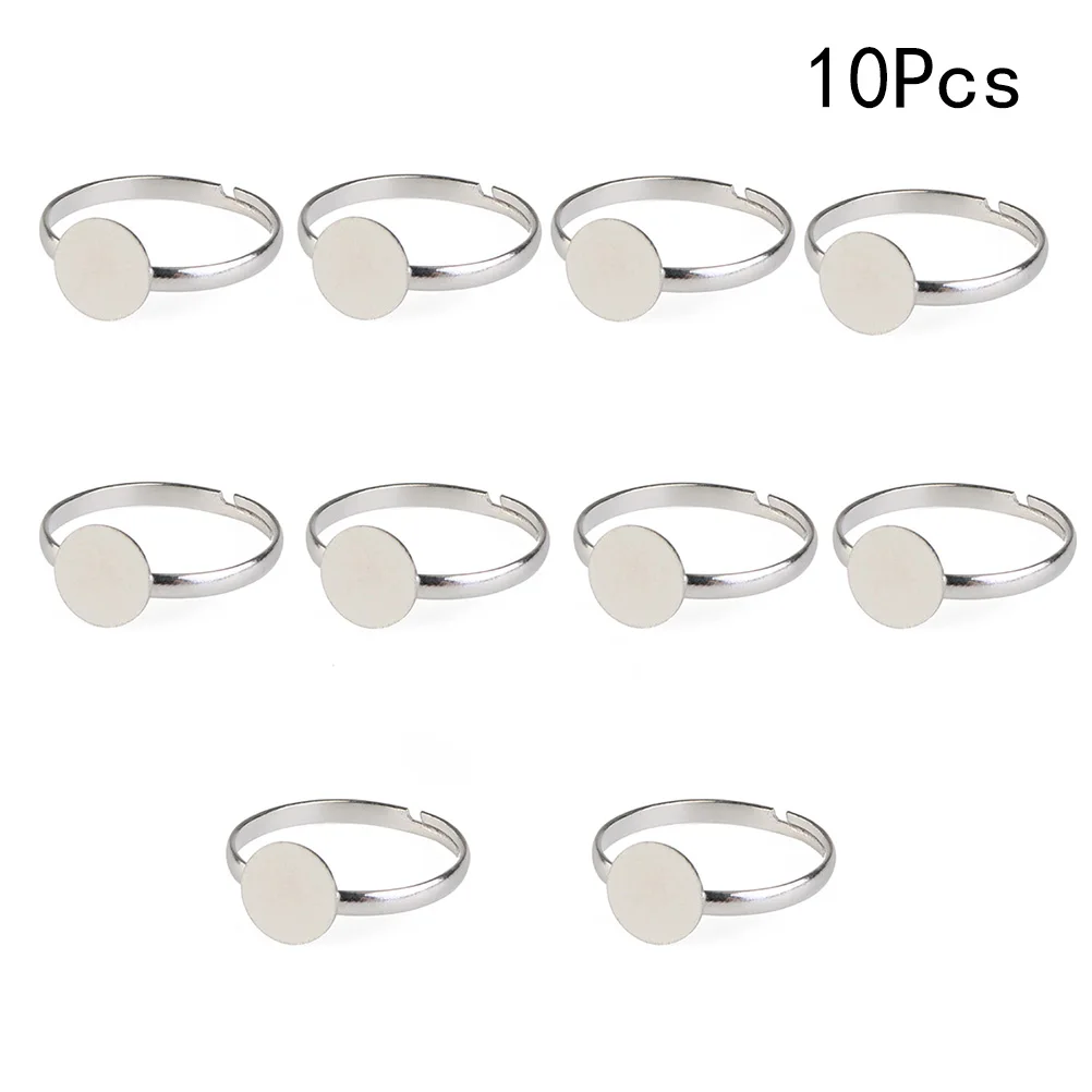 

10pcs Silver Plated Adjustable Ring Base DIY Jewelry Accessories Blank Metal Rings for Gifts Fashion Charm
