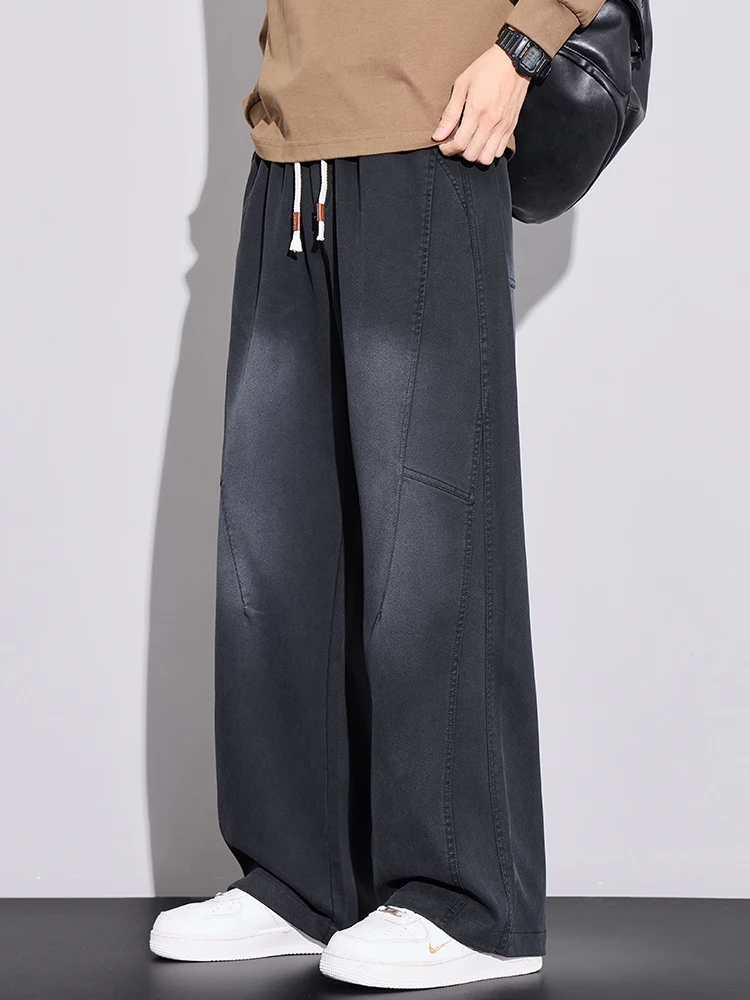 Herbst männer Gerade Casual Hosen Lose Bequeme Mode Koreanische Kordelzug Jogginghose Breite bein Vintage Gespleißt ​ ​ Hose