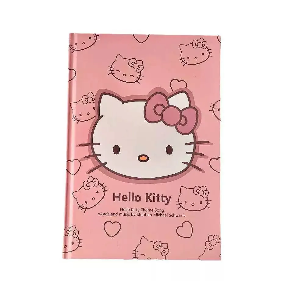 Quaderno rigido Hello Kitty A5 con pagine colorate, diario stampato disegnato a mano, registro portatile con cuore per ragazza