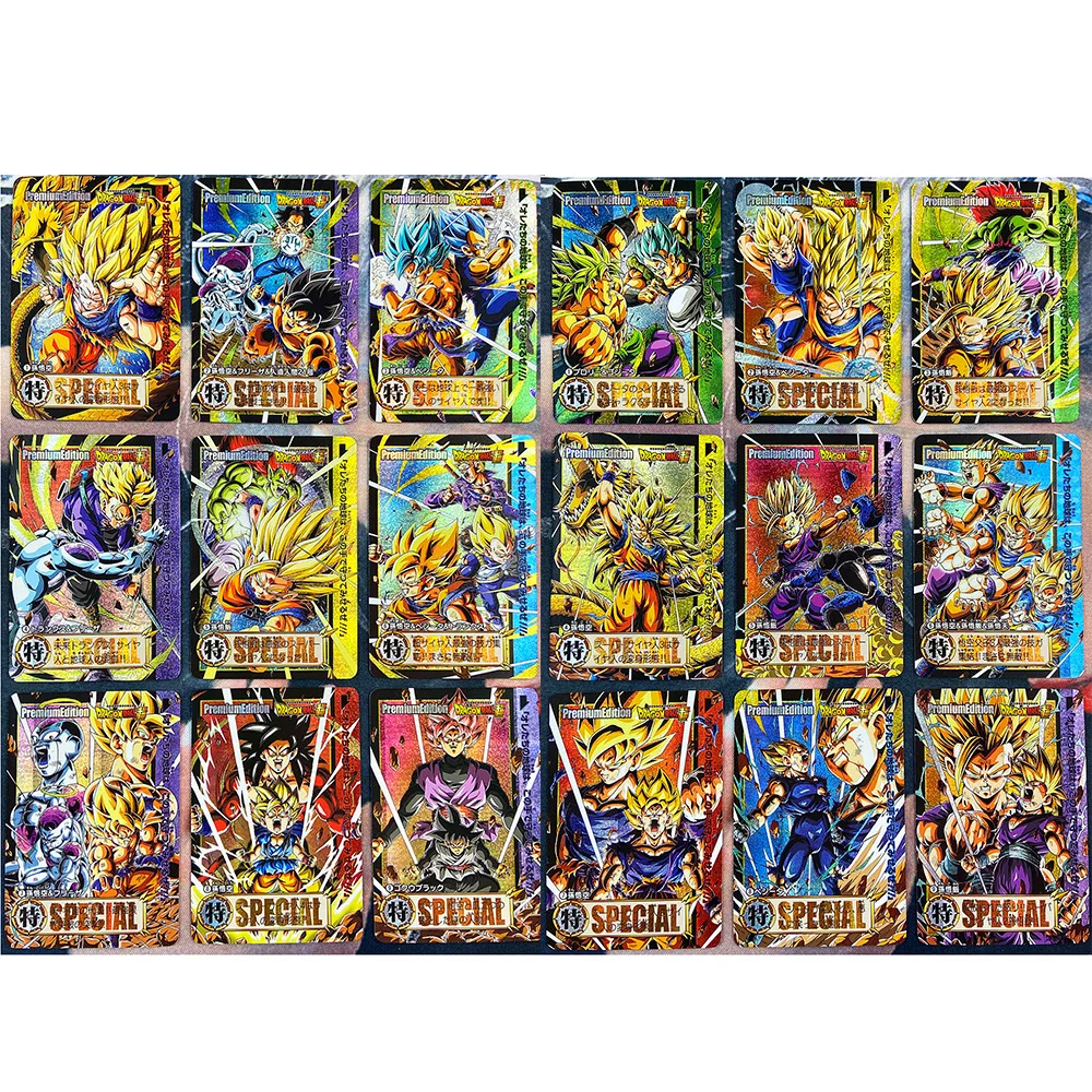 18pcs/set Dragon Ball Z Battle Damage Saiyan Refraction Super Saiyan Goku Vegeta Hobby Collectibles Game Anime Collection Cards