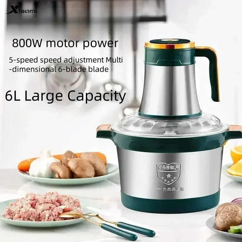 

Commercial and Household Kitchen 6L Large Capacity Electric Meat Grinder Stainless Steel Meat Mincer Food Processor