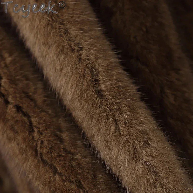 Tcyeek-chaquetas de piel de visรณn Real para mujer, abrigo de piel de visรณn entero, chaqueta de piel Natural de gama alta, abrigo de invierno