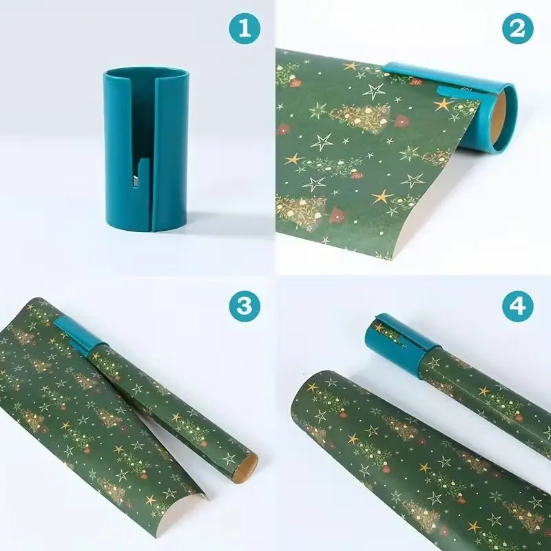 2pcs Christmas Paper Cutter: Manual Plastic Wrap Tool for Gift Wrapping, No Battery Needed. view 3