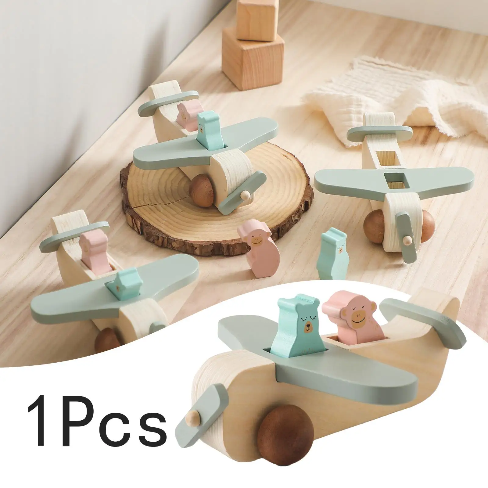 Hölzernes Flugzeugspielzeug, Montessori-Spielzeug, Babys, Greifspielzeug, leichte Geschenke für Jungen, Lernspielzeug mit Tierspielzeug für Jungen und Mädchen